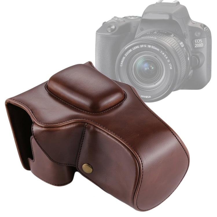 Full Body Camera PU Leather Case Bag for Canon EOS 200D  (18-55mm Lens)(Coffee) - free shipping - PMC TechLife - Order now!