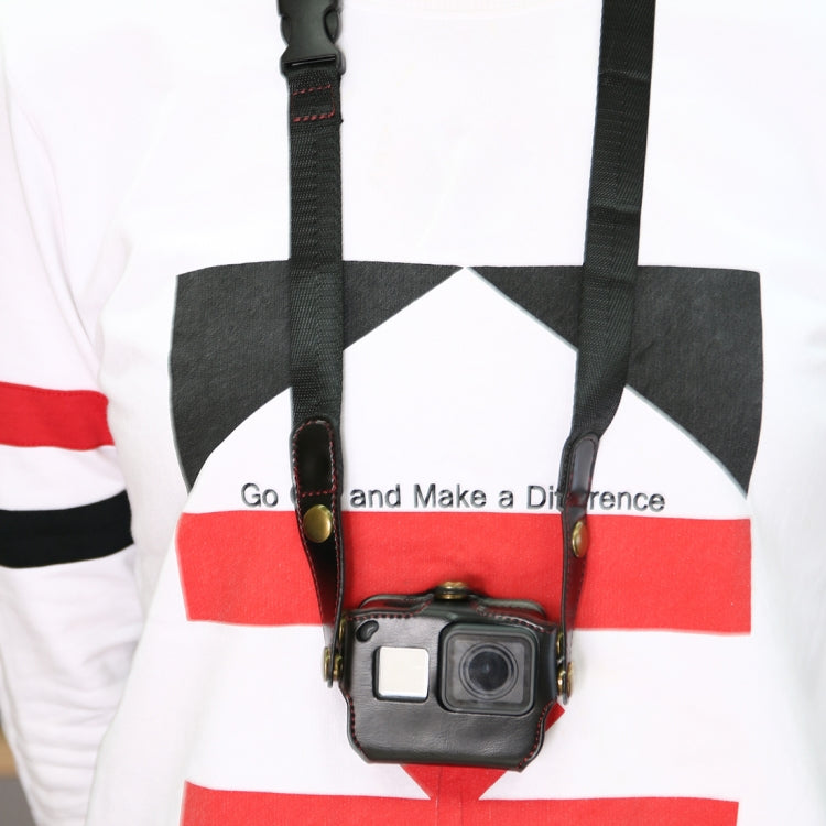 For GoPro HERO7 Black /6 /5  PU Leather Housing Case with Neck Strap & Buttons(Black) - Leather Cases by PMC TechLife | Online Shopping South Africa | PMC TechLife | Buy Now Pay Later Mobicred