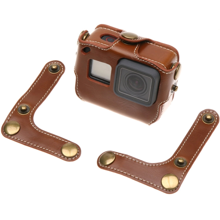 For GoPro HERO7 Black /6 /5  PU Leather Housing Case with Neck Strap & Buttons(Coffee) - Leather Cases by PMC TechLife | Online Shopping South Africa | PMC TechLife | Buy Now Pay Later Mobicred