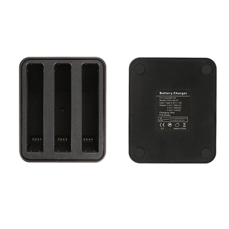 For Insta360 X4 Tri-Slot Batteries Fast Charger (Black) - Others by PMC TechLife | Online Shopping South Africa | PMC TechLife | Buy Now Pay Later Mobicred