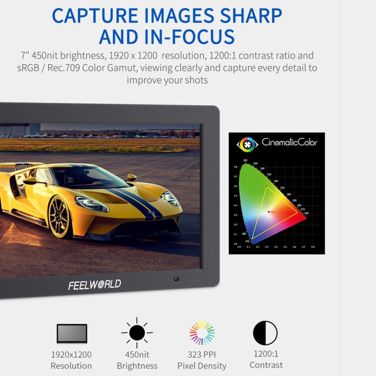 FEELWORLD T7 PLUS 7 inch 3D LUT DSLR Camera Field Monitor with Waveform 4K HDMI Aluminum Housing (Black) - free shipping - PMC TechLife - Order now!