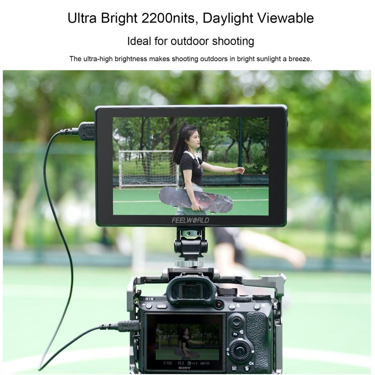 FEELWORLD SH7 7-inch Ultra Bright 2200nit On-camera Monitor SDI HDMI Cross Conversion (Black) - free shipping - PMC TechLife - Order now!