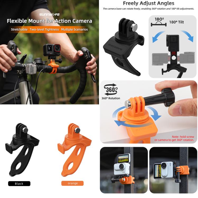 Sunnylife Action Camera Flexible Mount 360 Strap Wrap Band Mount Bike Tube Clip Holder (Black) - free shipping - PMC TechLife - Order now!