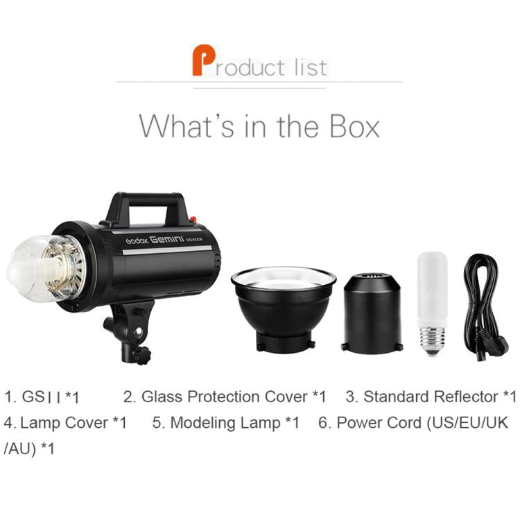 Godox Gemini GS400II Studio Flash Light 400Ws Bowens Mount Strobe Flash (US Plug) - free shipping - PMC TechLife - Order now!