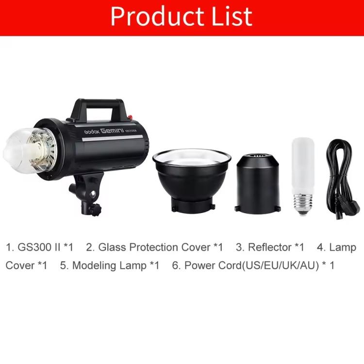 Godox Gemini GS300II Studio Flash Light 300Ws Bowens Mount Strobe Flash (EU Plug) - free shipping - PMC TechLife - Order now!