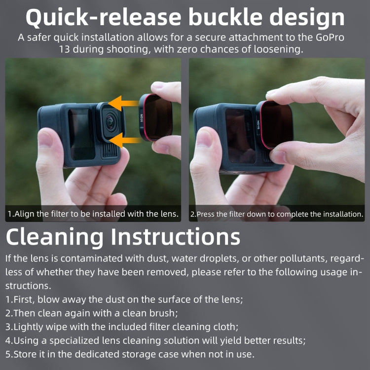 For GoPro HERO13 Black STARTRC Quick Release 4 in 1 ND8 ND16 ND32 CPL Lens Filter - free shipping - PMC TechLife - Order now!