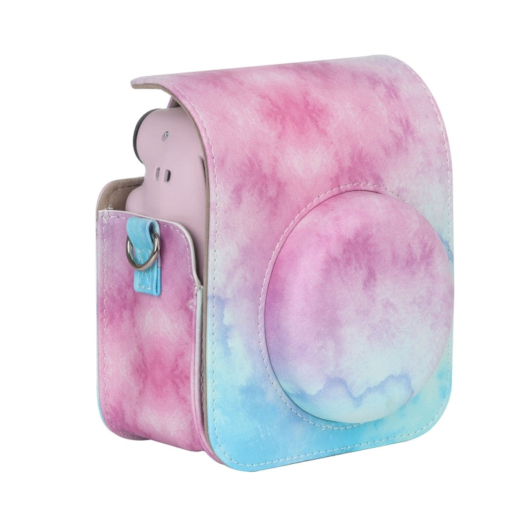For FUJIFILM instax mini 12 Painted Full Body Leather Case Camera Bag with Strap(Blue Pink)(Black) - Leather Bag by PMC TechLife | Online Shopping South Africa | PMC TechLife | Buy Now Pay Later Mobicred