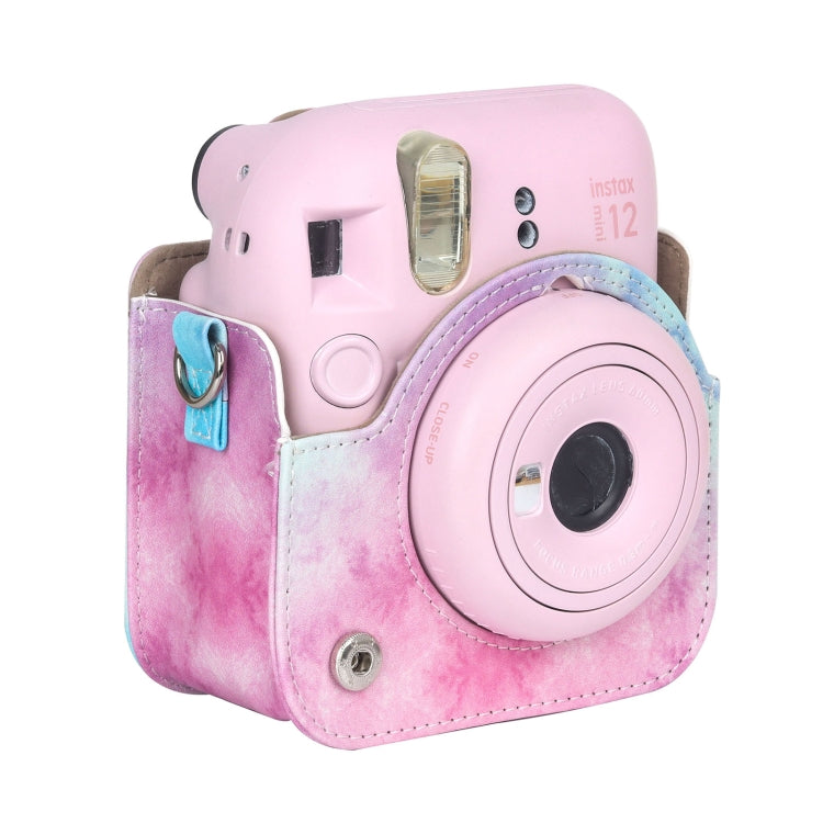 For FUJIFILM instax mini 12 Painted Full Body Leather Case Camera Bag with Strap(Blue Pink)(Black) - Leather Bag by PMC TechLife | Online Shopping South Africa | PMC TechLife | Buy Now Pay Later Mobicred