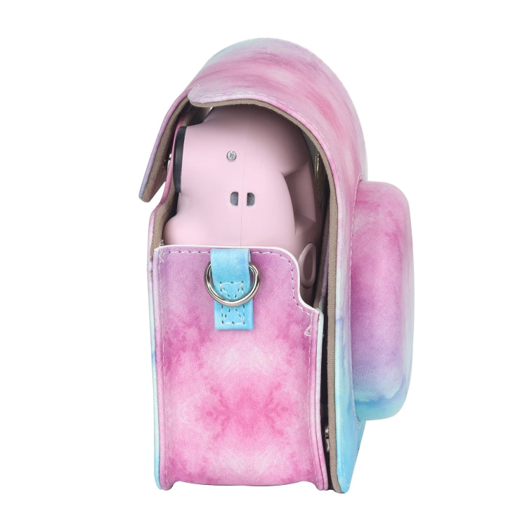 For FUJIFILM instax mini 12 Painted Full Body Leather Case Camera Bag with Strap(Blue Pink)(Black) - Leather Bag by PMC TechLife | Online Shopping South Africa | PMC TechLife | Buy Now Pay Later Mobicred