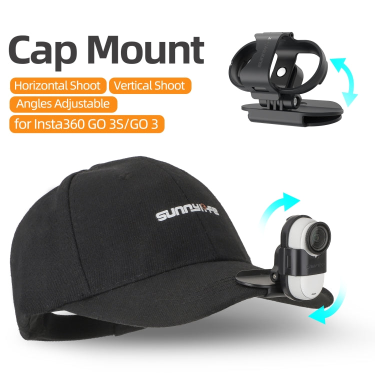 For Insta360 GO3 / GO 3S Sunnylife Baseball Hat Clip Mount Baseball Cap Clamp Quick Release Mount Camera POV Vlog Holder (Black) - free shipping - PMC TechLife - Order now!