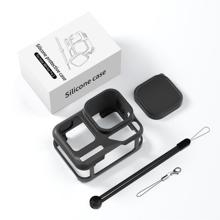 For Insta360 Ace Pro 2 Silicone Protective Case with Wrist Strap & Lens Cover (Black) - free shipping - PMC TechLife - Order now!