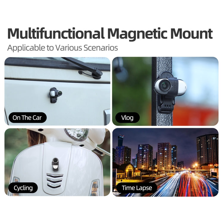 For Insta360 GO3 / GO 3S Sunnylife 360 Rotation Foldable Magnetic Mount (Black) - free shipping - PMC TechLife - Order now!