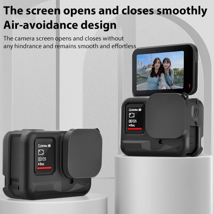 For Insta360 Ace Pro Silicone Protective Case with Wrist Strap & Lens Cover (Black) - free shipping - PMC TechLife - Order now!