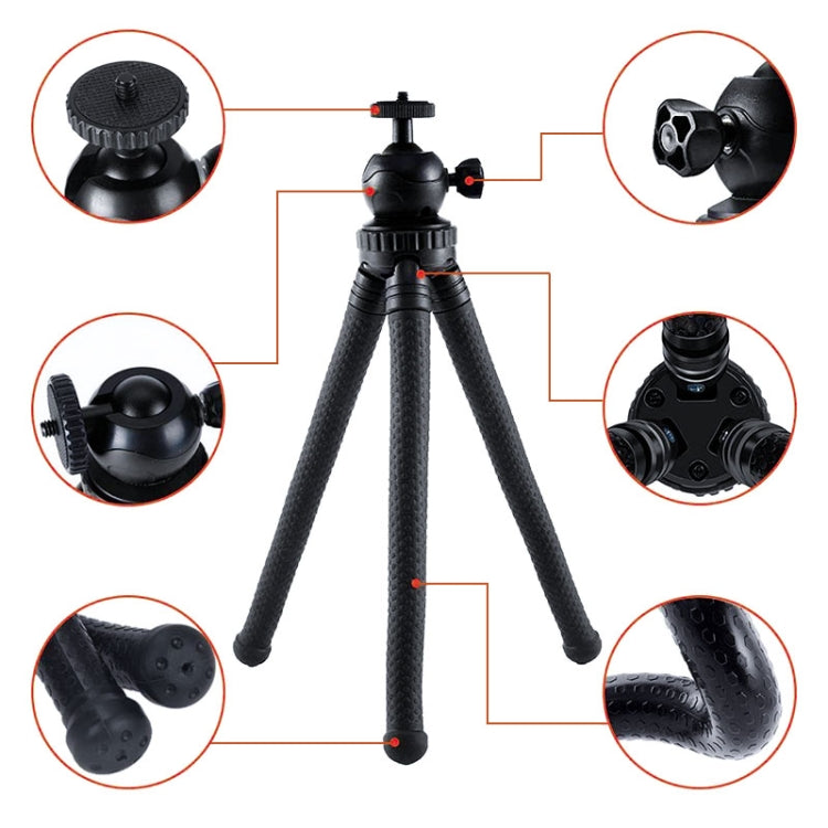 W1 Mini Octopus Flexible Tripod Holder with Ball Head for SLR Cameras, GoPro, Phones (Black) - Portable Mini Tripod by PMC TechLife | Online Shopping South Africa | PMC TechLife | Buy Now Pay Later Mobicred