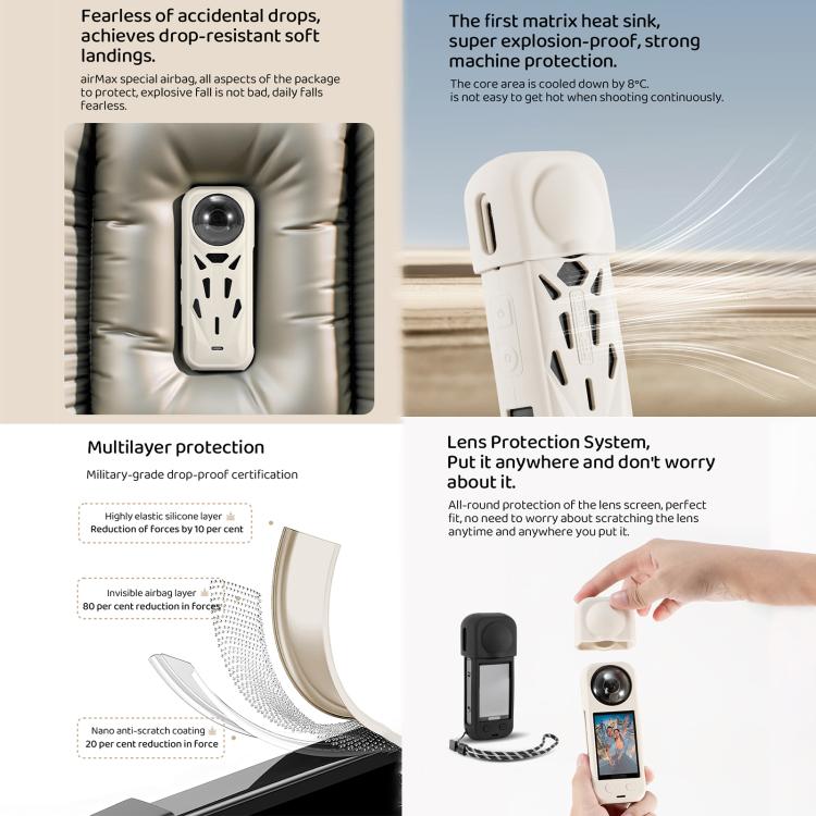 For Insta360 X5 STARTRC Silicone Heat Dissipation Protective Cover with Lens Cover (White) - free shipping - PMC TechLife - Order now!