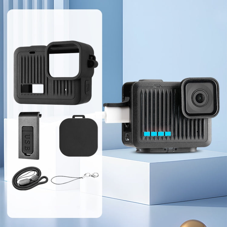 For GoPro HERO 2024 Silicone Protective Case Side Interface Cover with Wrist Strap & Lens Cover (Black) - Silicone Cases by PMc TechLife | Online Shopping South Africa | PMc TechLife | Buy Now Pay Later Mobicred