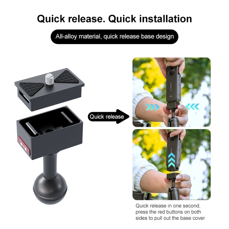 25mm Headball Metal Quick Release Base Adapter for GoPro, Insta360, DJI and Other Action Cameras (Black) - free shipping - PMC TechLife - Order now!
