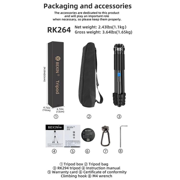 BEXIN RK264 Portable Collapsible Aluminum Alloy Camera Tripod (Black) - free shipping - PMC TechLife - Order now!