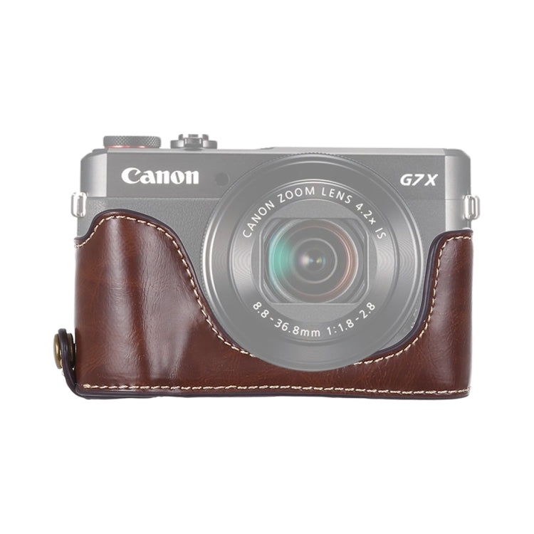 1/4 inch Thread PU Leather Camera Half Case Base for Canon G7 X Mark II (Coffee) - Half Case by PMC TechLife | Online Shopping South Africa | PMC TechLife | Buy Now Pay Later Mobicred
