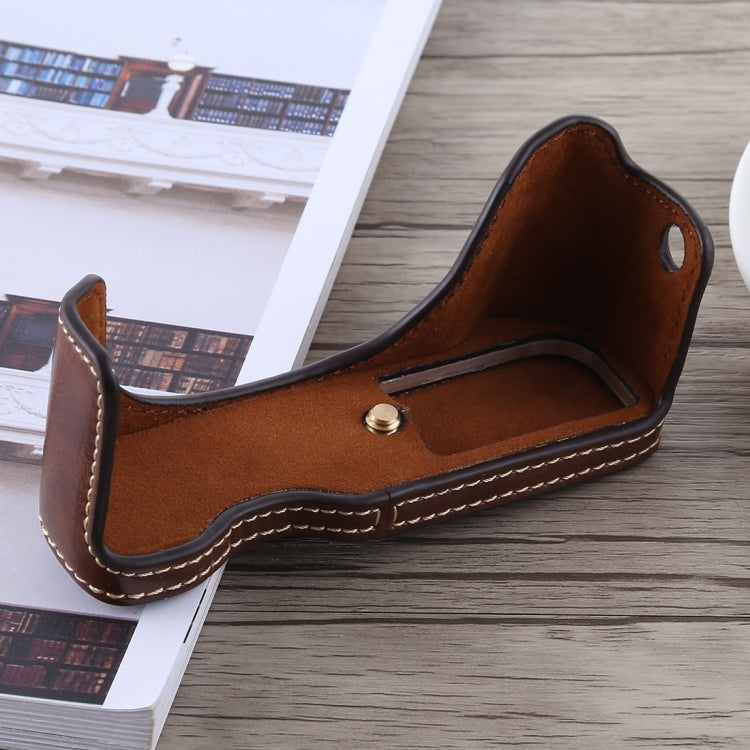 1/4 inch Thread PU Leather Camera Half Case Base for Canon G7 X Mark II (Coffee) - Half Case by PMC TechLife | Online Shopping South Africa | PMC TechLife | Buy Now Pay Later Mobicred