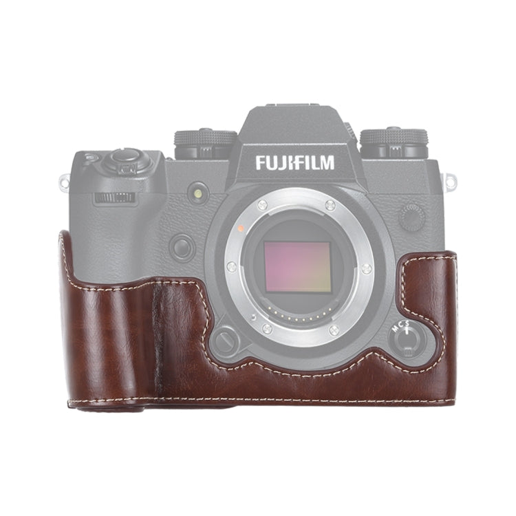 1/4 inch Thread PU Leather Camera Half Case Base for FUJIFILM X-H1 (Coffee) - free shipping - PMC TechLife - Order now!