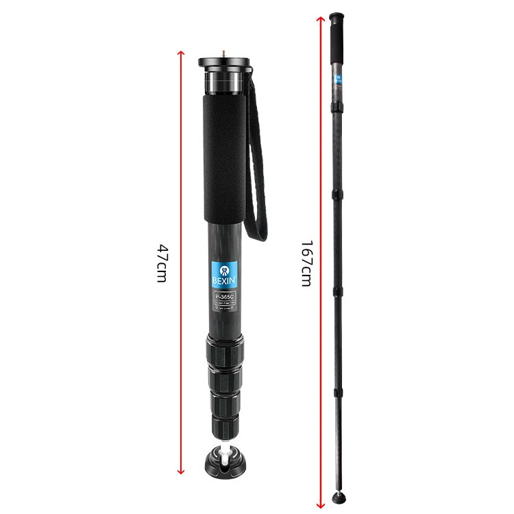 BEXIN P365C Camera Carbon Fiber Monopod Travel Live Selfie Bracket Holder - Monopods by BEXIN | Online Shopping South Africa | PMC TechLife | Buy Now Pay Later Mobicred