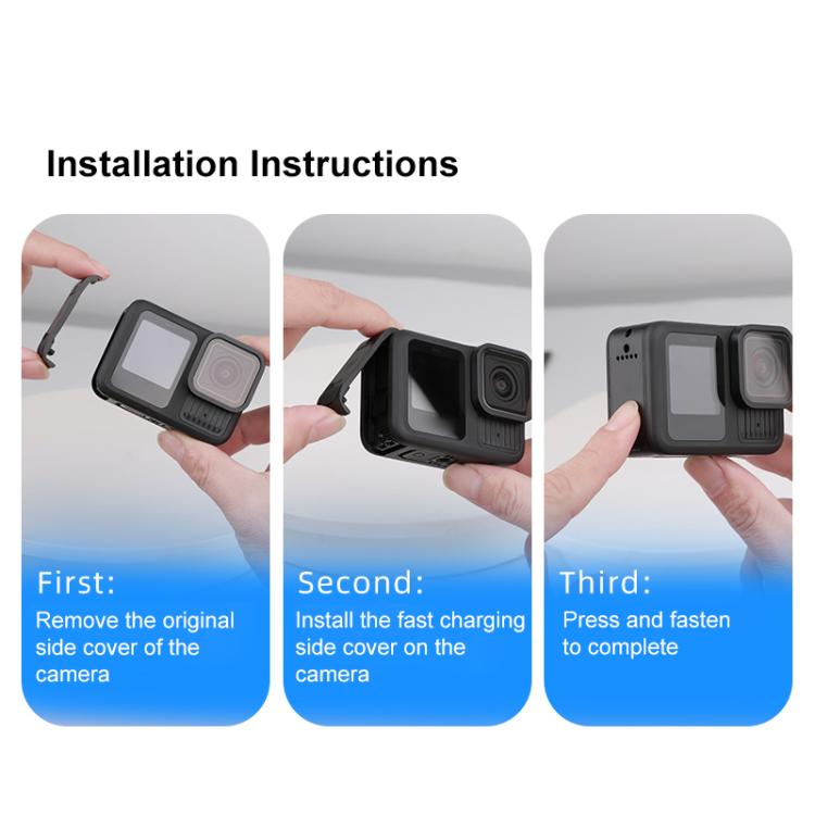 BS Plastic Battery Side Interface Cover with Silicone Plug for GoPro HERO13 Black /12 Black /11 Black /10 Black /9 Black - Skeleton Housing by PMc TechLife | Online Shopping South Africa | PMc TechLife | Buy Now Pay Later Mobicred