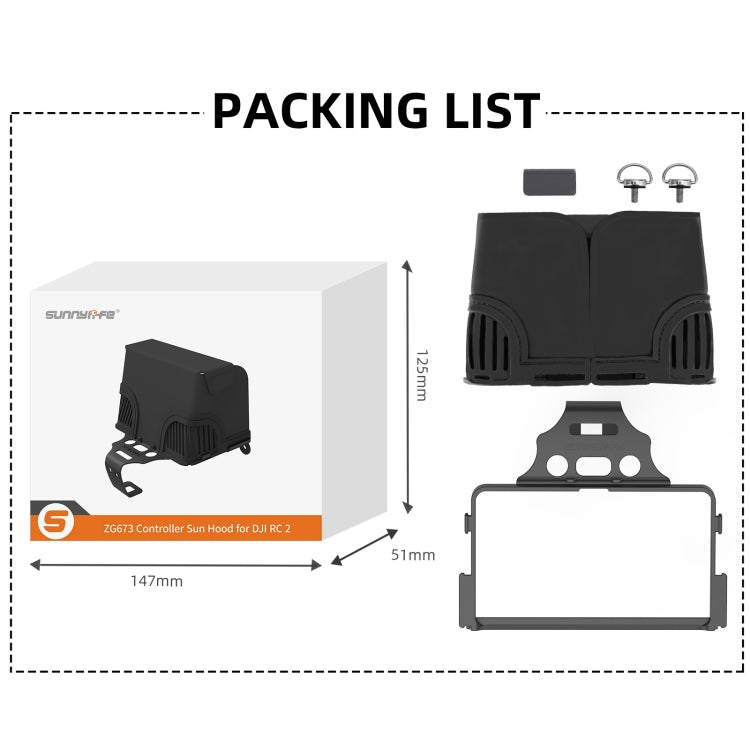 For DJI RC 2 Sunnylife ZG673 Remote Control Sunshade Hood Cover (Black) - Lens Hood by Sunnylife | Online Shopping South Africa | PMC TechLife | Buy Now Pay Later Mobicred