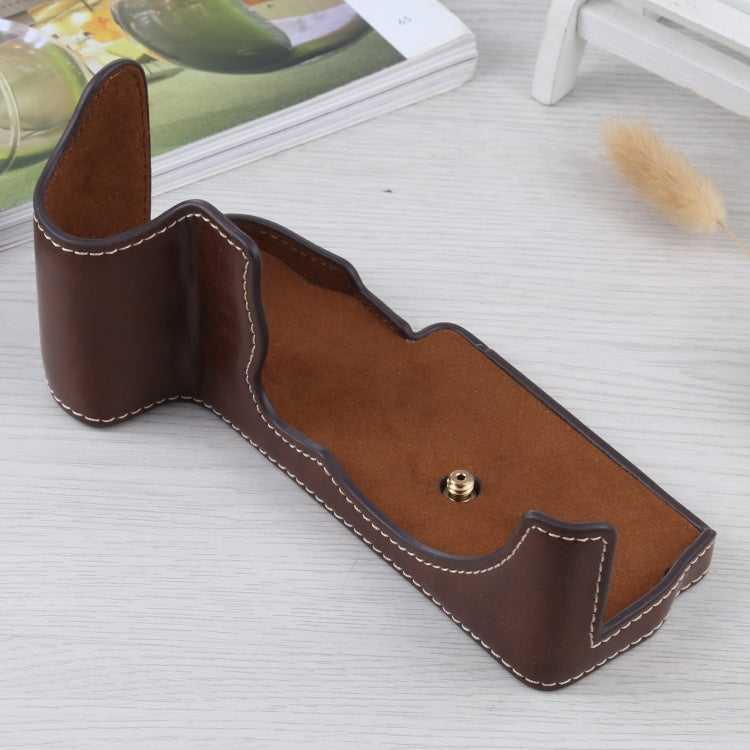 1/4 inch Thread PU Leather Camera Half Case Base for FUJIFILM GFX 50S (Coffee) - free shipping - PMC TechLife - Order now!