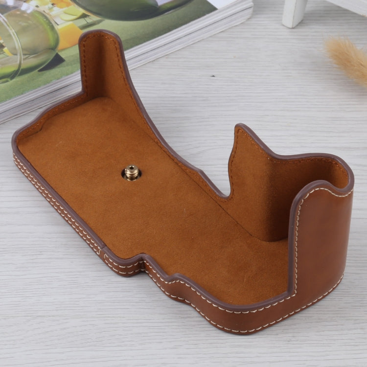 1/4 inch Thread PU Leather Camera Half Case Base for FUJIFILM GFX 50S (Brown) - free shipping - PMC TechLife - Order now!