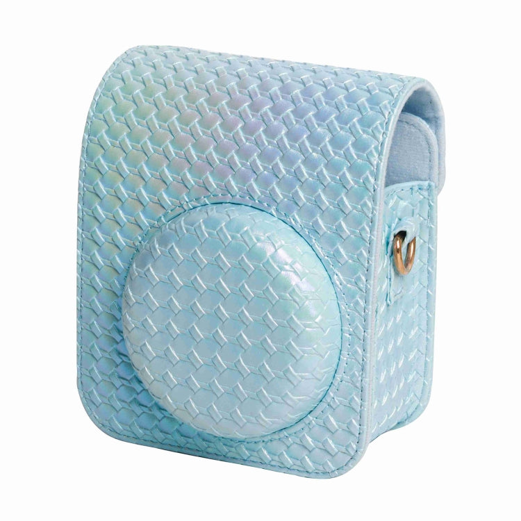 For FUJIFILM instax mini 12 Colorful Woven Leather Case Full Body Camera Bag + Photo Album with Strap (Blue) - Leather Bag by PMC TechLife | Online Shopping South Africa | PMC TechLife | Buy Now Pay Later Mobicred