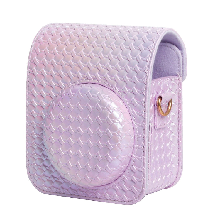 For FUJIFILM instax mini 12 Colorful Woven Leather Case Full Body Camera Bag + Photo Album with Strap (Purple) - Leather Bag by PMC TechLife | Online Shopping South Africa | PMC TechLife | Buy Now Pay Later Mobicred