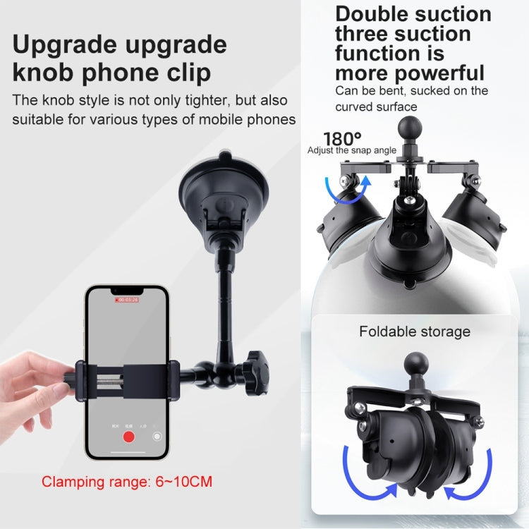 Single Suction Cup Articulating Friction Magic Arm Phone Clamp Mount (Black) - Holder by PMC TechLife | Online Shopping South Africa | PMC TechLife | Buy Now Pay Later Mobicred