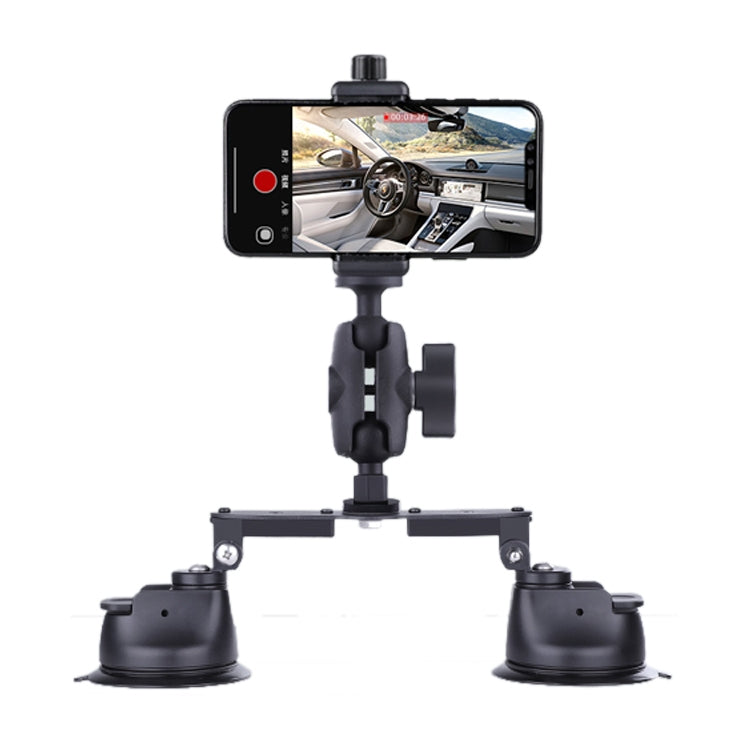 Dual-leg Suction Cup Connecting Rod Arm Phone Clamp Mount(Black) - Holder by PMC TechLife | Online Shopping South Africa | PMC TechLife | Buy Now Pay Later Mobicred