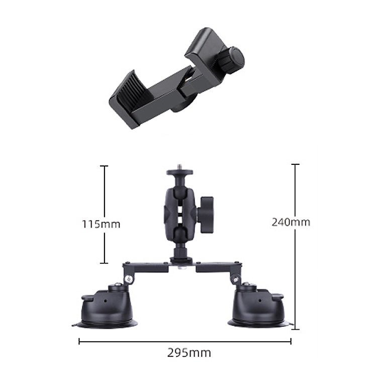 Dual-leg Suction Cup Connecting Rod Arm Phone Clamp Mount(Black) - Holder by PMC TechLife | Online Shopping South Africa | PMC TechLife | Buy Now Pay Later Mobicred
