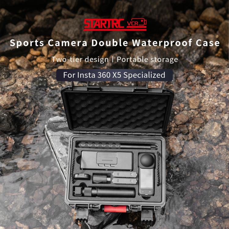 For Insta360 X5 STARTRC Waterproof Dual-layer Suitcase Storage Box (Black) - free shipping - PMC TechLife - Order now!