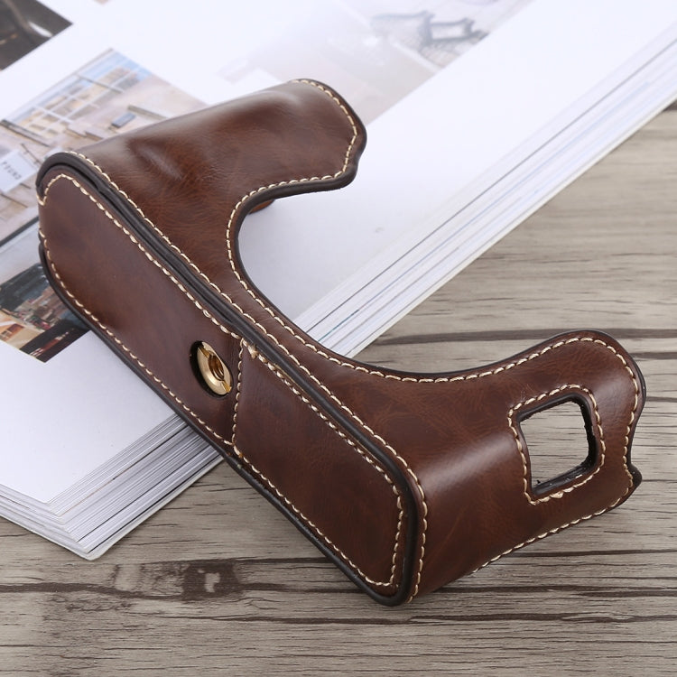 1/4 inch Thread PU Leather Camera Half Case Base for FUJIFILM X100F (Coffee) - free shipping - PMC TechLife - Order now!