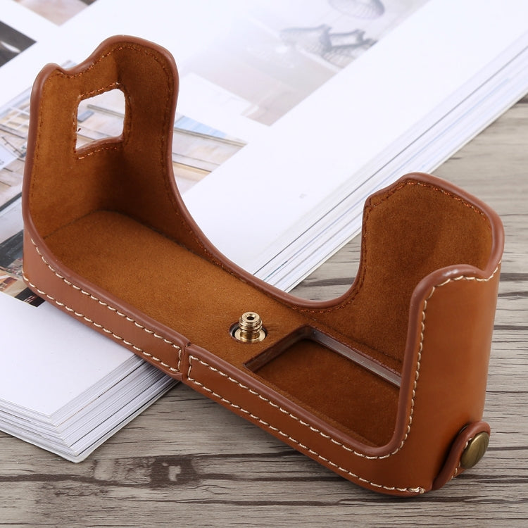 1/4 inch Thread PU Leather Camera Half Case Base for FUJIFILM X100F (Brown) - free shipping - PMC TechLife - Order now!