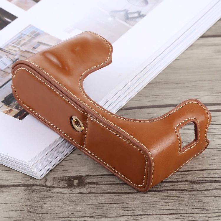 1/4 inch Thread PU Leather Camera Half Case Base for FUJIFILM X100F (Brown) - free shipping - PMC TechLife - Order now!