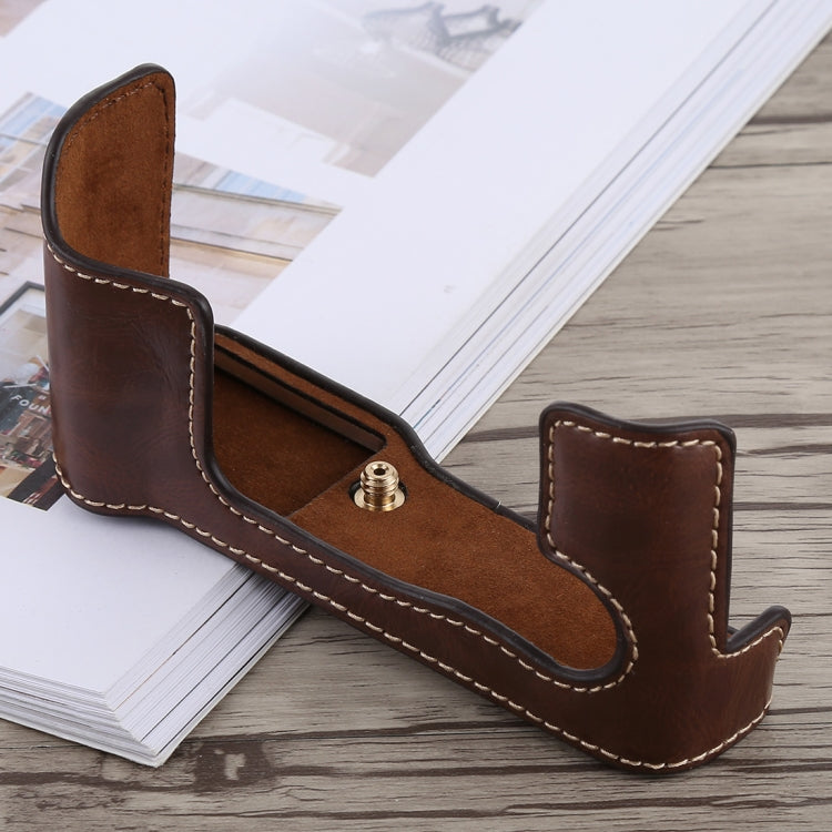 1/4 inch Thread PU Leather Camera Half Case Base for FUJIFILM X-T10 / X-T20 (Coffee) - free shipping - PMC TechLife - Order now!