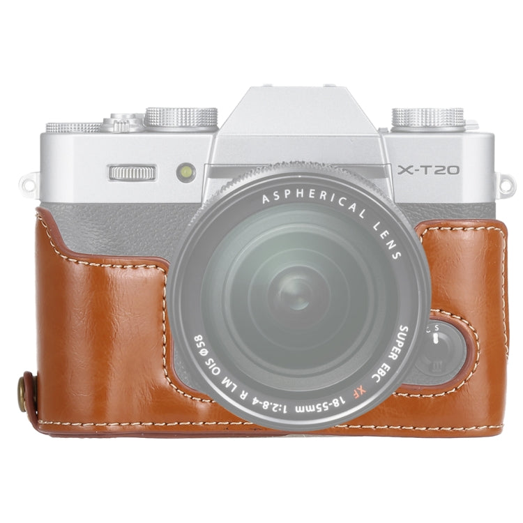 1/4 inch Thread PU Leather Camera Half Case Base for FUJIFILM X-T10 / X-T20 (Brown) - free shipping - PMC TechLife - Order now!
