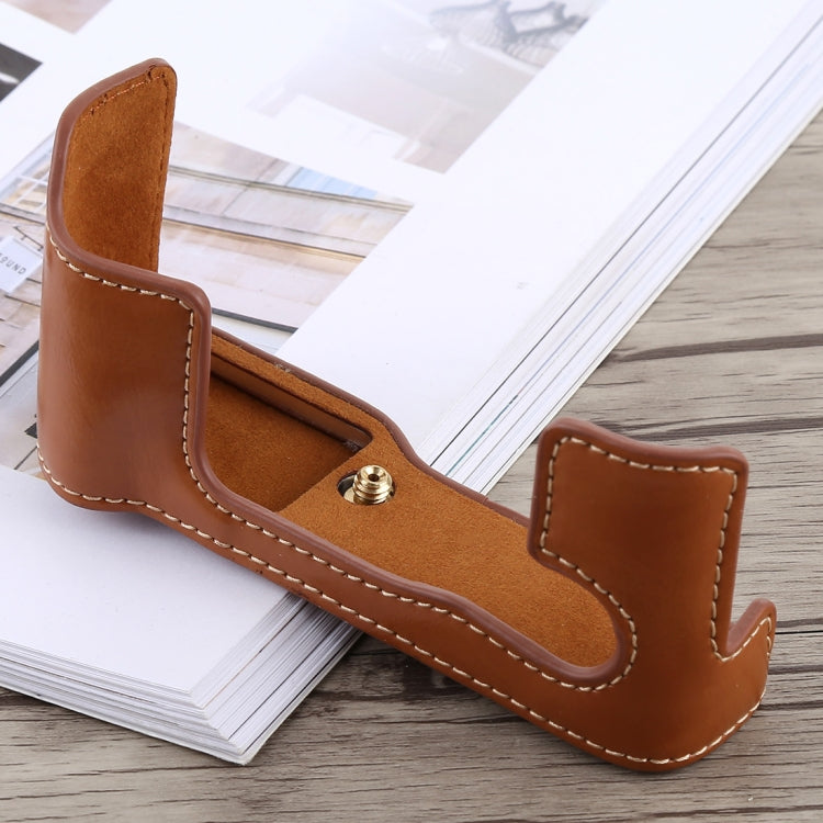 1/4 inch Thread PU Leather Camera Half Case Base for FUJIFILM X-T10 / X-T20 (Brown) - free shipping - PMC TechLife - Order now!