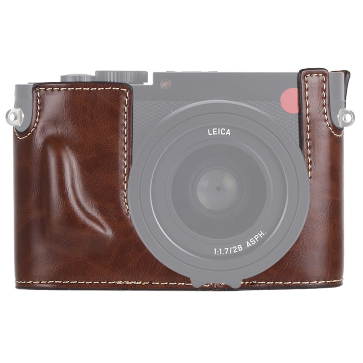 1/4 inch Thread PU Leather Camera Half Case Base for Leica Q (Typ 116)(Coffee) - free shipping - PMC TechLife - Order now!