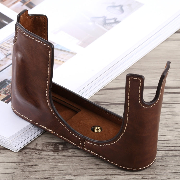 1/4 inch Thread PU Leather Camera Half Case Base for Leica Q (Typ 116)(Coffee) - free shipping - PMC TechLife - Order now!