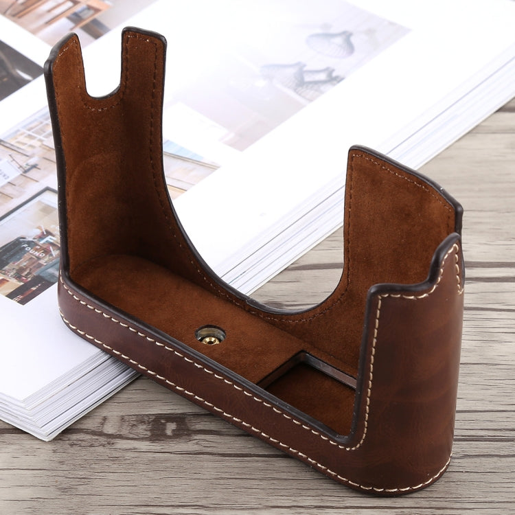 1/4 inch Thread PU Leather Camera Half Case Base for Leica Q (Typ 116)(Coffee) - free shipping - PMC TechLife - Order now!