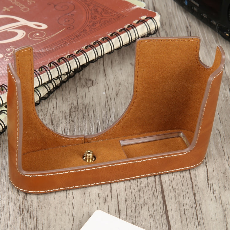 1/4 inch Thread PU Leather Camera Half Case Base for Leica Q (Typ 116)(Brown) - free shipping - PMC TechLife - Order now!