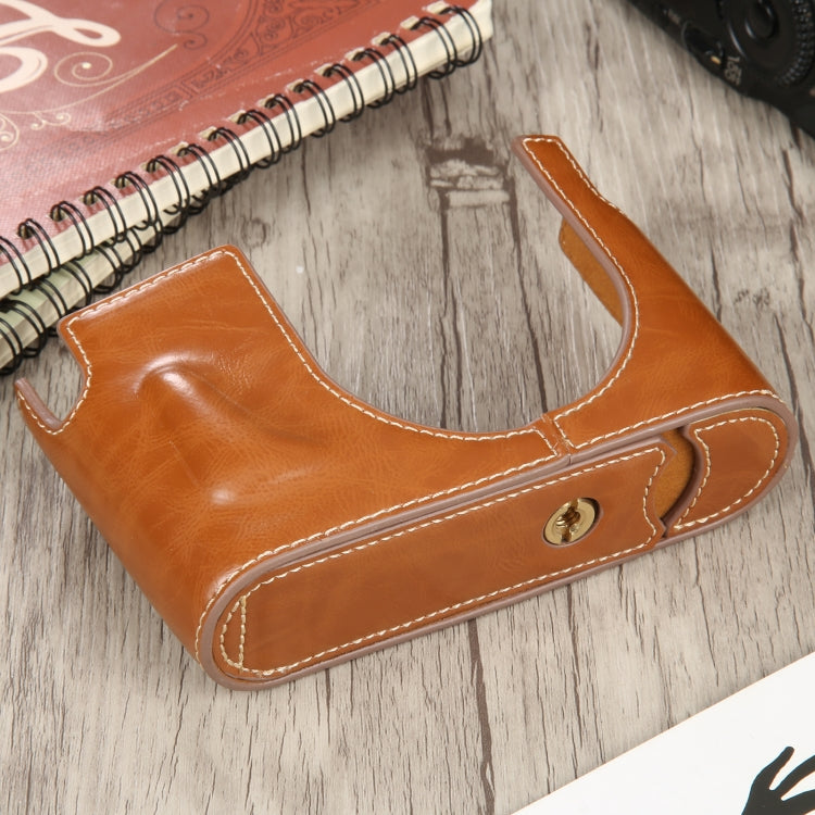 1/4 inch Thread PU Leather Camera Half Case Base for Leica Q (Typ 116)(Brown) - free shipping - PMC TechLife - Order now!