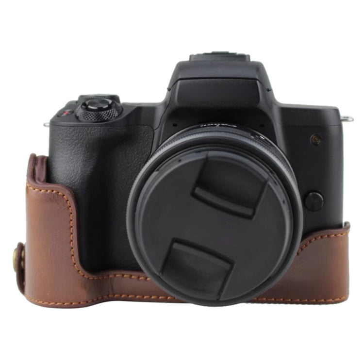 1/4 inch Thread PU Leather Camera Half Case Base for Canon EOS M50 / M50 Mark II (Coffee) - free shipping - PMC TechLife - Order now!