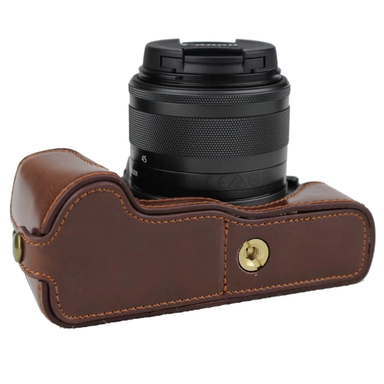 1/4 inch Thread PU Leather Camera Half Case Base for Canon EOS M50 / M50 Mark II (Brown) - Half Case by PMC TechLife | Online Shopping South Africa | PMC TechLife | Buy Now Pay Later Mobicred