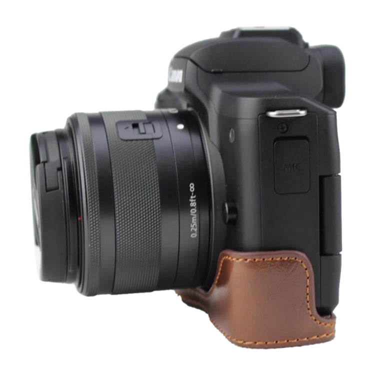 1/4 inch Thread PU Leather Camera Half Case Base for Canon EOS M50 / M50 Mark II (Brown) - Half Case by PMC TechLife | Online Shopping South Africa | PMC TechLife | Buy Now Pay Later Mobicred